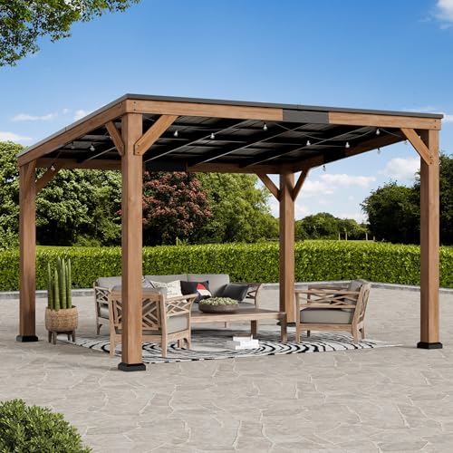 Modern Shade Wood Grill Gazebo 10' x 12' with Sloped Galvanized Steel Roof