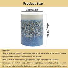 Ceramic Drum Table,Ceramic Drum Stool,Decorative Ceramic Garden Stool, Glazed Gradient Color Embossed Fish Shoe Changing Stool Drum Stool, Suitable for Outdoor Garden,(Gradient Green)
