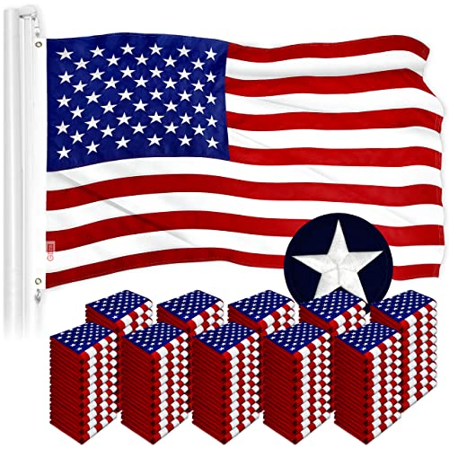 G128 American USA Flag 3x5 Ft Embroidered Stars Sewn Stripes Brass Grommets 100 Pack