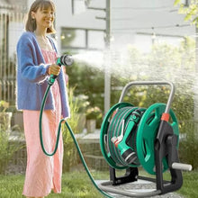 Portable Hose Pipe Reel, Mobile Hose Reel Cart Patio Watering Irrigation, Garden Hose Reel Kit Hose Cart Metal with Water Gun (Color : Green, Size : 30m)