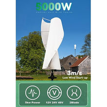 IMOYBBR Wind Turbine Generator, 5kw Wind Turbine Kit Hybrid Mppt Charge Controller 12v 24v 48v Off Grid Wind Power Generator Low Start Wind Speed Permanent Magnet Generator Green White 24V