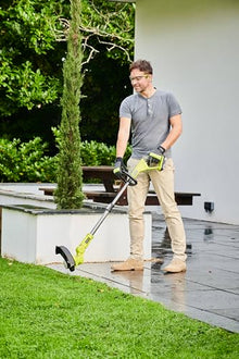 RYOBI One+ RY18LMC30A-120 18V Cordless Lawn Mower/Edger – Width 30 cm, 1 x 2.0Ah Battery + Charger, Battery Life 10 min, 30L Container, Ideal for Small Gardens