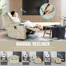 LAFWELL Retro Rocking Recliner Chair, Massage Rocker Recliner Chair with Vibration Massage and Heat, USB and Type-C Ports,360° Swivel Chairs,Living Room, Bedroom, Nursery, RV, Beige