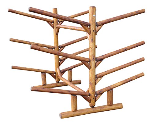 Log Kayak Rack 5 Kayak or Canoe Plus 2 SUP or Surfboard Unfinished