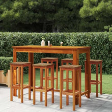 HKTMGDNG 7-Piece Acacia Wood Outdoor Bar Set, Brown