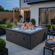 Wave Garda Eco-Foam Hot Tub | Square Energy-Efficient Outdoor Spa with 70 Bubble Jets, Built-in Heater, WiFi App Control and Insulated Cover | Charcoal Black | 4 Person | EnergySave Bundle