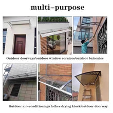 SPXTOM Outdoor Protection Hollow Shee, Entryway Awning, Polycarbonate, Window Awnings with Bracket, UV Rain Snow Sunlight, Easy to Assemble, for Porch/Patio/Deck(B,60 * 400cm)