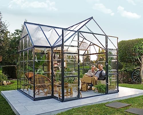 Palram Canopia 12x10 Garden Solarium Greenhouse Charcoal Gray