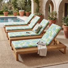 Merax 4-Piece Teak Finish Acacia Wood Chaise Lounge with 1.57-Inch Leaf Coconut 2-Fold Cushion Set, 4-Position Adjustable with Flat Side Surface, for Poolside