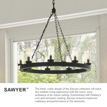 Hinkley Sawyer Medium Nine Light Outdoor Chandelier, Sequoia/Iron Rust