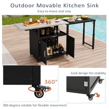 QUGURLID Versatile Outdoor Cabinet with Folding & Expandable Work Surfaces, Ample Storage Space, and Lockable Wheels