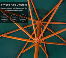 3WWWQMAA8 2.7m/9ft Patio Umbrella, Outdoor Market Table Umbrella & Shade Garden Parasol Umbrella with Wooden Pole, for Deck, Backyard, Pool, Beach (Color : Green) (Red) (Green)