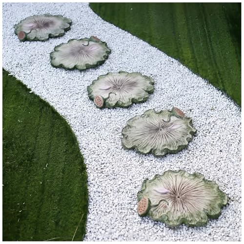5pcs Flower Stepping Stones for Outdoor Garden,12.6 Inch Artificial Stone Pathway Markers,Weatherproof Garden Walkway Stepping Stones
