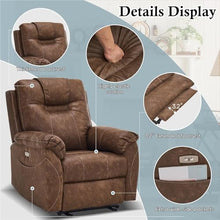KTYUERGHK Wall Hugger Brown Power Recliner Chair with Massage & Heat
