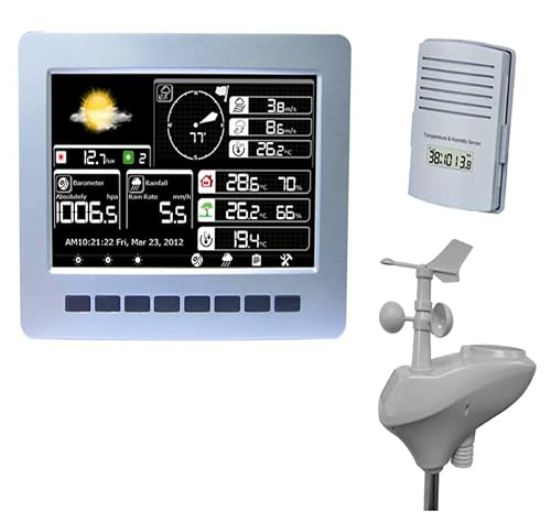JDXQBLD Weather Station, Wireless Weather Station Connection Solar Charging Wireless Transmission Data Upload Data Storage 1pc