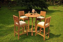 WholesaleTeakFurniture Grade-A Teak Wood Maldives 5 Pcs Bar Set with 36" Round Table & 4 Armless Chairs