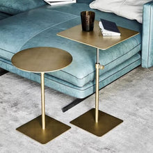 ENGENDER Couch Side Table Household Liftable Stainless Steel Metal Sofa Side Table Cafe Small Narrow End(A)
