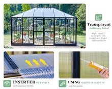 AMERLIFE 14x9.5x9 FT Hybrid Polycarbonate Greenhouse Black