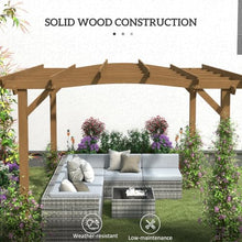 Outsunny 10' x 12' Outdoor Pergola with Arched Roof Wood Gazebo Dark Brown