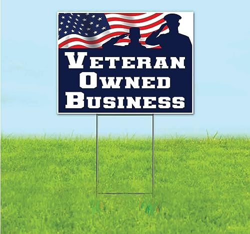 TampaPrinting Veteran Owned Business Yard Sign 18" x 24" with Metal Step Stake