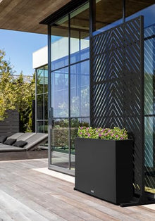 Veradek Block Series Span Planter + Arrow Privacy Screen Set, Black – Tall Outdoor Rectangular Planter with Removable Insert & Modern Privacy Divider Panel for Patio, Deck, Balcony or Garden