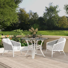 callmego Rope-Wrapped Barrel-Style Outdoor Counter Stool with Low Back Design for Patio, Deck, or Balcony Seating (Arm Chair + White + Acrylic)
