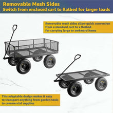 51.2" x 23" Steel Garden Utility Cart - 1,200 lb Capacity - Heavy-Duty Mesh Wagon with Removable Sides, Flatbed Conversion, 13" Pneumatic Tires for Landscaping, Yard, Farm, and Commercial Use