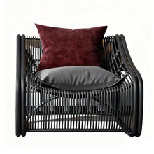 Apk i bc Single Seater Rattan Sofa Chair, Balcony Chair with High-Density Thick Cushion, Indoor/Outdoor Use, Comfortable Reading Nook Armchair, Includes 2 Throw Pillows(Dark Gray,80 * 100 * 100)