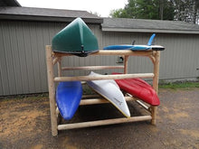 Log Kayak Rack 12-Kayak or Multiple Canoe and Kayak Storage Rack Natural
