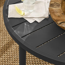 Modway Terrace Round Metal Outdoor Patio Coffee Table in Graphite – 35 Inch Weather-Resistant Coffee Table for Patio, Balcony, and Garden – Modern Outdoor Coffee Table with Round Slatted Top