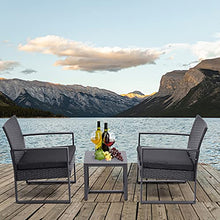 DUYHBAWRS 3 Pieces Patio Set Outdoor Wicker Furniture Sets Rattan Chair Conversation with Coffee Table for Yard