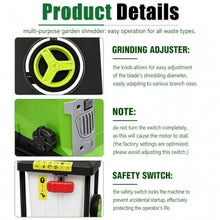 GLBMXDD Wood Branch Shredder, Electric Garden Chipper Shredder & Mulcher