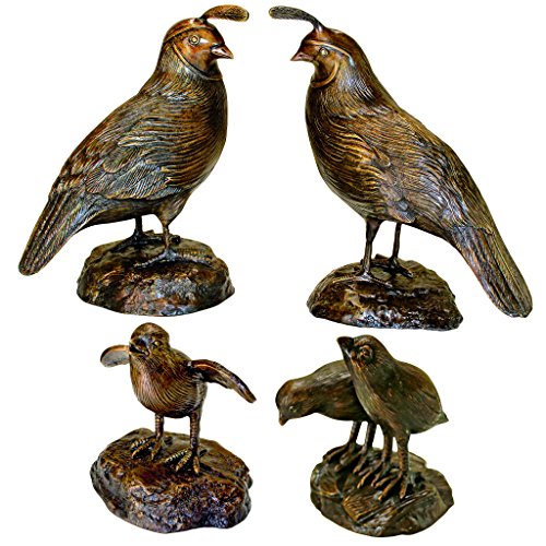 Design Toscano Quail Solid Garden Statue Set of 2 Cast Bronze