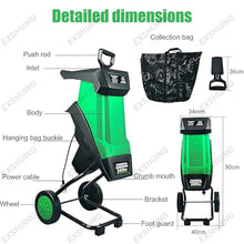 EXSHUING Powerful 2400W Electric Wood Chipper and Garden Shredder with 50L Bag, 40mm Branch Capacity, Quiet Leaf Mulcher, Portable Yard Waste Shredder with Wheels for Home Garden Care