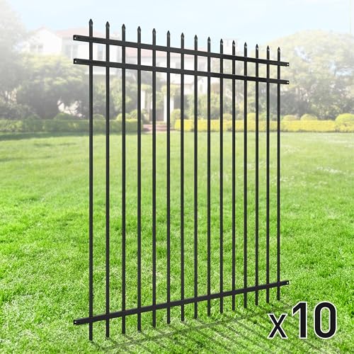 Fencer Wire Heavy Duty Pinnacle Fence Barrier Panel, 6FT Height X 6FT Width Anti-Rust Metal Fencing Panel, Steel Outdoor Decorative Garden Fence Panel for Yard, Pool, Patio, Pack of 10