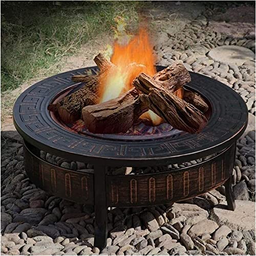 Garden Fire Pit Portable Grill Barbecue Rack Fire Pit Bonfire Wood Burning Patio Coal Grill Firepit for Grill Charcoal Grill with Spark Screen Poker with Cover BBQ Cooking for Camping Backyard
