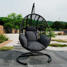 42” Extra Oversized Hanging Egg Chair with Stand, Weatherproof PE Rattan Wicker Swing Hammock Chair, Cushion & Waterproof Cover, 400lbs Capacity for Indoor Outdoor Patio, Garden Balcony & Bedroom