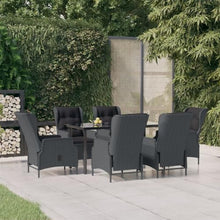 AJSEOYBS Outdoor Patio Set,Outdoor Garden Furniture,7 Piece Patio Dining Set Dark Gray Poly Rattan,for Deck, Patio, Garden, Poolside, Backyard