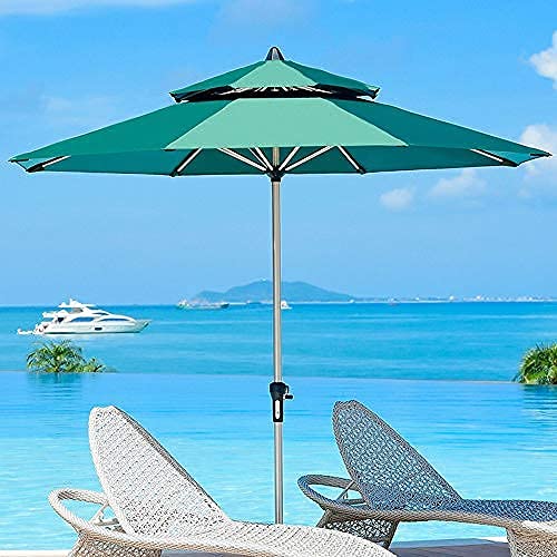 USZWBY Portable Outdoor Beach Parasols,Sun Umbrellas for Shade,Double Tops for Ventilation,Table Umbrellas for Shops and Markets,Home Garden Parasols,Dark Green,8.86feet,1