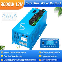 3000W Peak 9000W Pure Sine Wave Inverter Charger, DC 12V to AC 120V Power Inverter, with Battery Charger LCD Display, for RV, Camper, Trailer, Home, Low Frequency Manufactured by SunGoldPowerCo.,Ltd