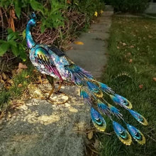 GeRRiT Metal Peacock Statue with Solar LED Lights 23.03x6.10x15.55inch