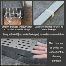 uhyOHF Stainless Steel Trench Drain Kit, Rectangular Shower Drain and Grates, Outdoor Sidewalk Parking Patio Deck Floor Trough Guttering, Channel Trench Drainage Syste,Silver-25x7x5CM