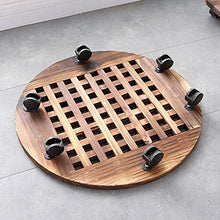 SDVantage Wooden Planter Caddy Plant Pot Caddy Round Garden Plant Pot Trolley Stand Mover with 360° Rotating Casters for Indoor Outdoor Home Garden