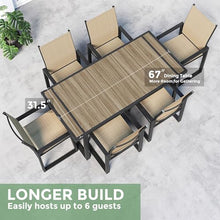 Jocoevol 7 Piece Patio Dining Set for 6, Outdoor Furniture Set Includes 67" Rectangle Patio Table and 6 Textilene Dining Chairs, Outdoor Table and Chairs for Outsides, Backyard, Garden and Poolside