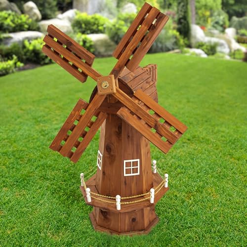 American Furniture Classics Model MM134 Amish Crafted Durable Red Cedar Windmill Yard Ornament, Small 32in.,1 Windmill