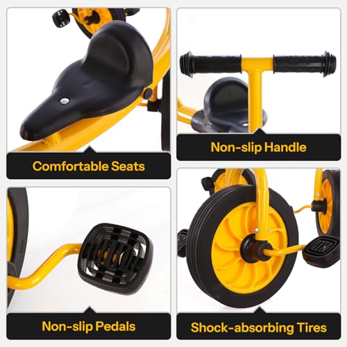 Amzealot Toddler Tricycle 360° Spin 6-Seater Yellow