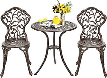 Garden Bench Patio Bistro Table and Chairs Set 3,2 Chairs and 1 Table,Aluminium Garden Furniture Sets,Patio Table Chairs for Balcony, Yard, Garden,B-Copper,B-Copper
