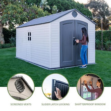 Lifetime Outdoor Storage Shed, 8x15 Ft, Desert Sand, Resin Backyard Tool Shed with Lockable Doors and Weather-Resistant Panels
