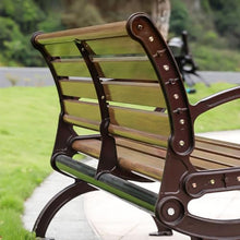 TBLOTYD Modern Outdoor Park Bench - 71" Corrosion Resistant Metal Frame, Light Brown Wooden Seating with Backrest, Ideal for Patio, Lawn, Yard, Porch - Stylish Garden F