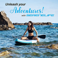 SereneLife Inflatable Stand Up Paddle Board 6 Inches Thick Ocean Blue